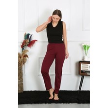 Çamaşır Kenti Moda Kadın Pamuk Penye Tek Alt Pijama Bordo Beruflic