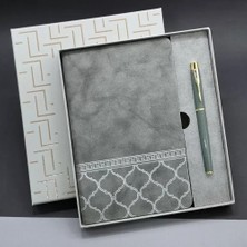 Nemere İthalat Gri Renk Defter ve Metal Roller Kalem Seti Nemere Ithalat