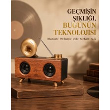 Nemere İthalat Çift Hoparlörlü Retro Bluetooth Speaker 1800MAH Bataryalı Aux USB Sd Kartlı Nemere Ithalat
