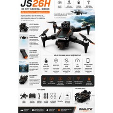 Dimute Shop JS26H Drone Hd Çift Kameralı Optik Akış Konumlandırmalı Katlanabilir Akıllı Drone