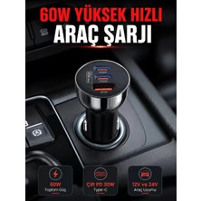 Nemere İthalat Pd 30W Çift Usb-C Araç Şarj Cihazı 60W Hızlı Şarj Adaptörü Nemere Ithalat