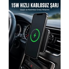 Nemere İthalat Manyetik Kablosuz Araç Şarj Cihazı 15W Magsafe Araç Içi Telefon Tutucu Nemere Ithalat