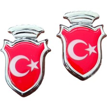 Nemere İthalat Türk Bayraklı  Arma Damla Etiket Kırmızı 2'li Nemere Ithalat