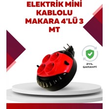Nemere İthalat Kırmızı Renk 3 Metre 4’lü Kablolu Priz Makarası Nemere Ithalat