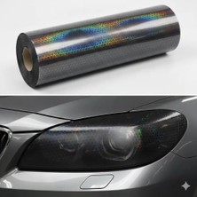 Nemere İthalat Petek Desenli 3D Colormatik Far Filmi Stop Folyosu 1MX30CM Koyu Siyah Nemere Ithalat