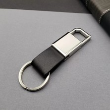 Nemere İthalat Deri Siyah Gümüş Metal Anahtarlık Nemere Ithalat