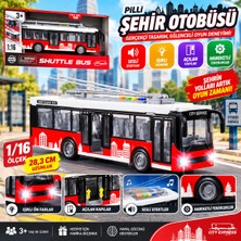 Trust Store Pilli Şehir Otobüsü 1/16 Ölçek Sesli Işıklı Açılan Kapılı Gerçekçi Oyuncak Otobüs 28,3 cm