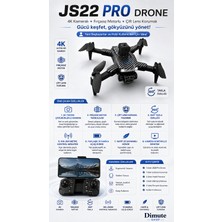 Dimute Shop JS22 Pro Drone 4K Kameralı Fırçasız Motorlu Çift Lens Korumalı 360° Takla Drone