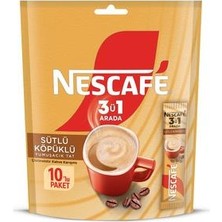 Nescafe 3'ü 1 Arada Sütlü Köpüklü Yumuşak Lezzet 10 x 17.4 G Türkiye Menşeli Kahve