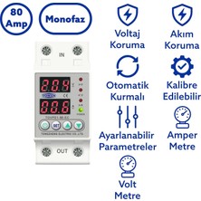 Gümrük Bey Tomzn Voltaj ve Akım Koruma Rölesi Yüksek Alçak Gerilim Akım Koruyucu Monofaz 80A