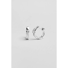 So CHIC Minimalist 18 Ayar Beyaz Altın Kaplama Gümüş Halka Küpe