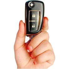 Ayrex Autohan Keys Lüx Nissan Için 2 Butonlu Anahtar Kılıfı, Qashqai, Juke, Micra Uyumlu, Siyah
