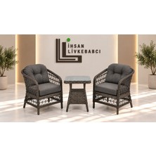 Rattan Bahçeve Balkon Takımı Alara Model 1+1 2 Kişilik
