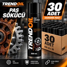 Trendoil Pas Sökücü Sprey 500 ml – Metal Yüzey Pas ve Kir Temizleyici Sprey Güçlü Formül 30'lu Paket