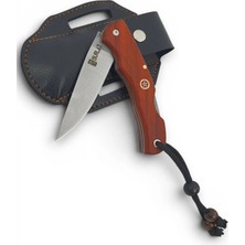 SürLaz Deri Kılıflı Çakı Bıçak 19.5 cm Uzunlukta Kök Ceviz Saplı Tek İşlevli Outdoor Bıçak