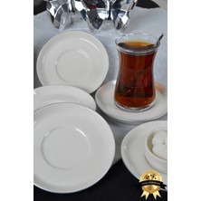 Heda Porselen Rüya Platin Yaldız Porselen Çay Tabağı 12CM Kırık Beyaz 6 Parça Porselen Malzeme