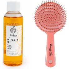 Nemlendirici Yüz, Vücut ve Saç Bakım Yağı - 100 ml + Pembe Pro Üç Boyutlu Oval Saç Fırçası 02