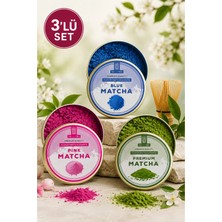 Mel and Mira 3'lü Matcha Powder Set, Blue 25G + Pink 25G + Ceremonial Pure 25G, Premium Çay Tozu Takımı
