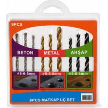 Combat 9 Parça Ahşap Beton Metal Delme Matkap Ucu 5-6-8 mm