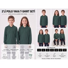 Secret Touch 2'li Paket Kız Erkek Çocuk %100 Pamuk Lakos Uzun Kollu Polo Yaka Okul Tişörtü