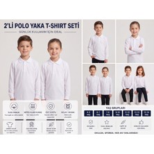 Secret Touch 2'li Paket Kız Erkek Çocuk %100 Pamuk Lakos Uzun Kollu Polo Yaka Okul Tişörtü