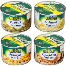 Ayrex Burcu Konserve 400 gr Teneke 4 Lü Hazır Yemek Karma Paket, Yaprak Sarma, Lahana Sarma, Fasul