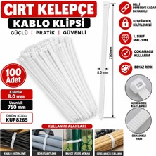 Kupa Beyaz Cırt Kelepçe Kablo Klipsi Kalınlık : 8.0 mm Uzunluk : 750 mm Kalın Cırt Kelepçe 100 Adet