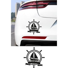 Ayrex Yelkenli ve Gemi Dümeni Oto Sticker - Denizci Tarzı Araç Sticker 15X15CM