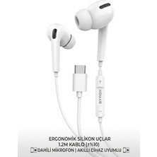 Syrox K20S Type-C Kulak Içi Kulaklık, Yüksek Ses Kalitesi, Kontrol Kumandası ve Hafif Tasarım - Beyaz