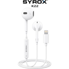 Syrox K22 Lightning Girişli Telefon Uyumlu Ayfon Iphone Kulak Içi Kulaklık Kablolu