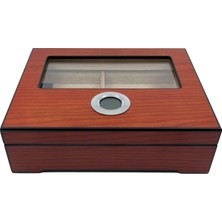 Ayrex Parmida Ahşap Puro Kutusu (Humidor) - Dijital Göstergeli Tasarım (Koyu Ceviz)