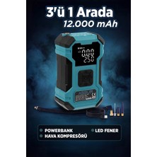 Assur 12.000 Mah Taşıma Çantalı Oto Kompresör| Hava Kompresörü | Powerbank | LED Işık |