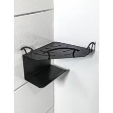 2 Katlı Siyah Metal Banyo Köşe Rafı 18X18 cm | Vidalı Duş Şampuanlık Organizer, Düzenleyici Siyah KAF1361 | Enova Art