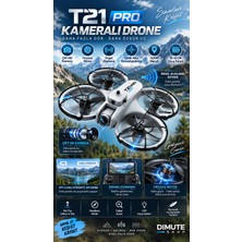 Dimute Shop T21 Pro Kameralı Drone Çift Hd Kamera Fpv Fırçasız Motor Engel Algılamalı