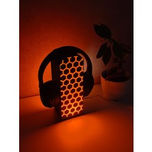 Ayrex Işıklı Bal Peteği Tasarım Kulaklık Standı Oyuncu Headset Stand Masaüstü Dekoratif Sta