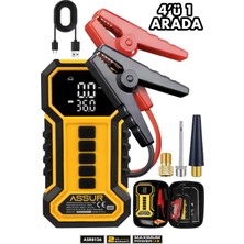 Assur 16.000 Mah Taşıma Çantalı Akü Takviye Cihazı | Hava Kompresörü | Powerbank | LED Işık |