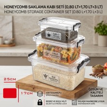 Ness Global Mienca 3’lü Kilitli Kiler & Mutfak Saklama Kabı Seti (0,80 L - 1,70 L - 3 L)