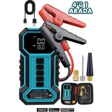 Assur 16.000 Mah Taşıma Çantalı Akü Takviye Cihazı | Hava Kompresörü | Powerbank | LED Işık |