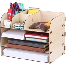 Ayrex 10 Bölmeli Masaüstü Organizer Dosya Düzenleyici Akça Ahşap Montajı Yapılmış,akça Te