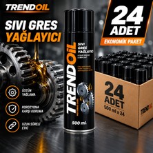 Trendoil Sıvı Gres Yağlayıcı Sprey 500 ml – Motosiklet Zincir Dişli ve Metal Parça Yağlayıcı Sprey 24'lü Paket