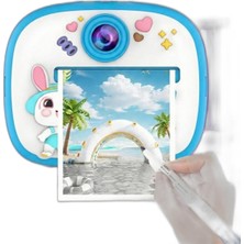 Ayrex Q7 Taşınabilir Fotoğraf Yazıcı ve Kamera Bunny, Mavi