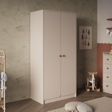 Bimossa KG2130 Daffy Iki Kapaklı Gardırop Kumtaşı - Askılı ve Raflı Geniş Iç Hacimli Bebek Odası Gardırobu
