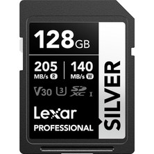 Ayrex Lexar Profesyonel Sılver Sd Kart 128 Gb, 205 Mb/s'ye Kadar Okuma, 140 Mb/s Yazma, Sd3.0, V30,