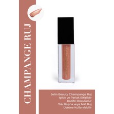 Selin Beauty - Champagne Ruj Gül Kurusu Renkli Parlak Likit Dudak Makyaj Ürünü
