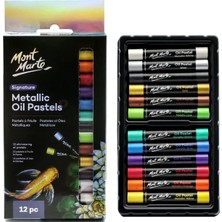 Ayrex Mont Marte Metalik Yağlı Pastel Imza 12 Adet, Çeşitli Metalik Renkler, Canlı ve Tereyağ