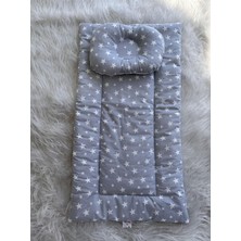 Ayrex Jaju Baby Gri Yıldızlı Altaçma Minderi ve Yastık 2li Set