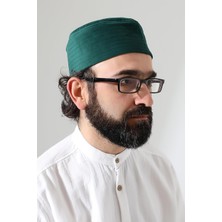 Ayrex Kapitone Yıldız Desenli Kadife Kalıp Namaz Takkesi Yeşil