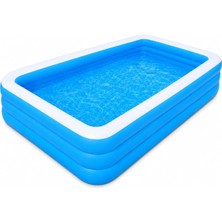 Ayrex Mega Büyük Boy Şişme Havuz, 3.05 Metre Dikdörtgen Aile Havuzu, 3 Katmanlı Dayanıklı Pv