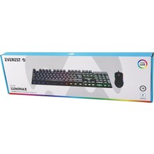 Marsilyan™- Siyah Gökkuşağı Işıklı USB Kablolu Oyuncu Klavye - Mouse Set BX40