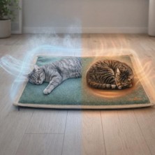 Ayrex Thermo Mat Kedi Yatağı Serinletici Minder Kedi Minderi 60X40 Cm, 2 Termo Jel Dahil, 4 Mevsim